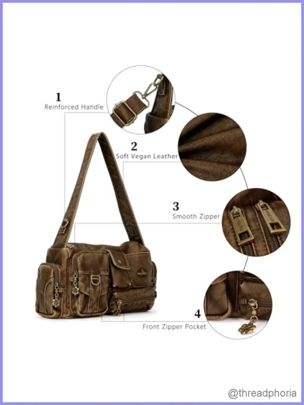 Vintage Hobo Shoulder Bag Women Small Crossbody Purse Adjustable Strap Faux